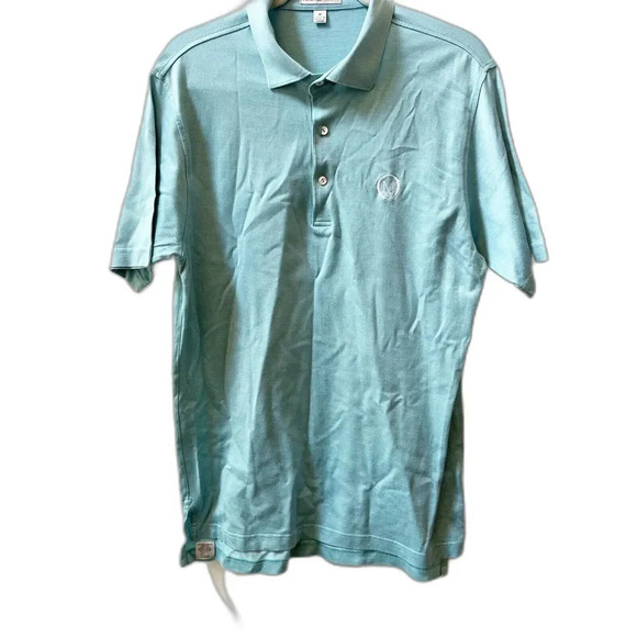 PETER MILLAR Summer Comfort Golf Polo Shirt Mens Medium Sky Blue Short Sleeve - Picture 1 of 8
